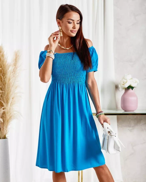 Royalfashion Tyrkysové dámské mini šaty a'la hiszpanka