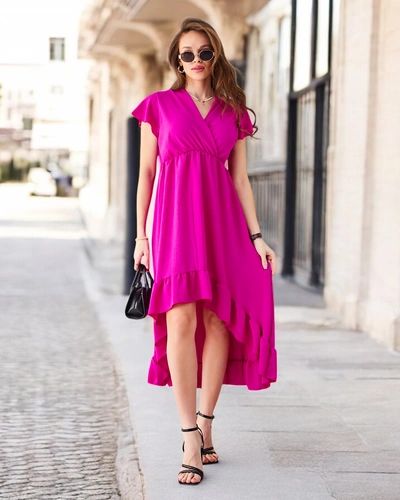 Royalfashion Dámské midi šaty s asymetrickým lemem