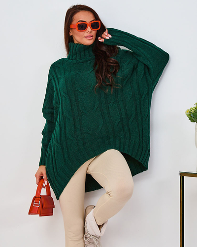 Royalfashion Dámský kobaltový asymetrický svetr s rolákem