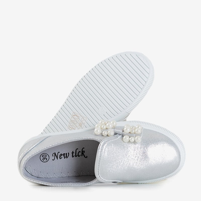 Срібні дитячі кросівки з бантиком Malasita - Взуття