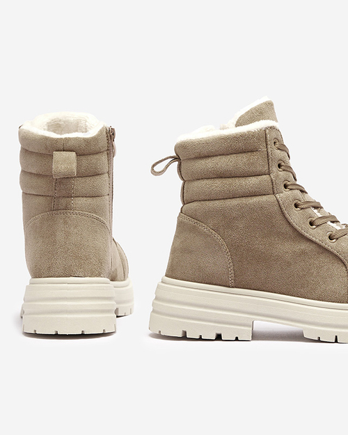 Жіночі утеплені черевики-трапери коричневого кольору Tivica - Взуття