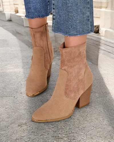 Dámské kotníkové boty Royalfashion z ekosuede na sloupci Gris