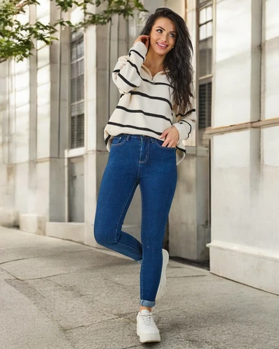 Royalfashion Котоновые женские узкие джинсы