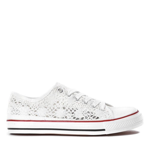 Białe trampki z koronkowym wykończeniem Envine - Obuwie