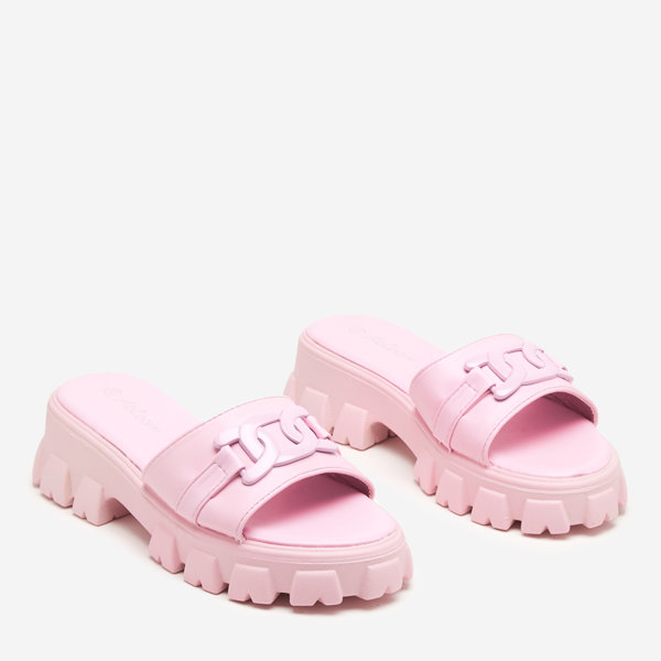 OUTLET Fialové dámské pantofle na silnější podrážce Inza-Shoes