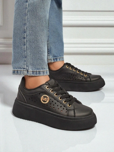Aurelia Nero - Černá platforma Royalfashion z eko kůže, model LH201-8