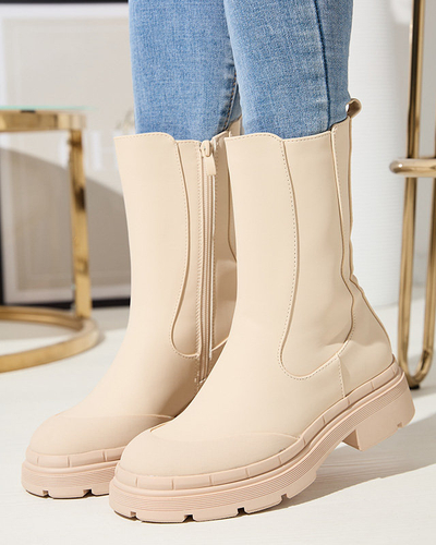 OUTLET Dámské zateplené krémové vysoké kozačky Jori - Obuv