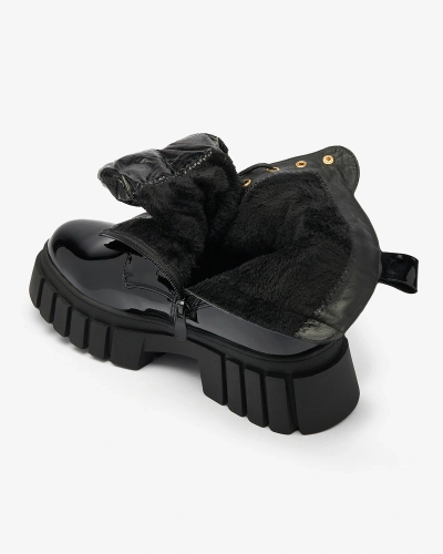 Чоботи Royalfashion Жіночі лаковані чорні Wefetto