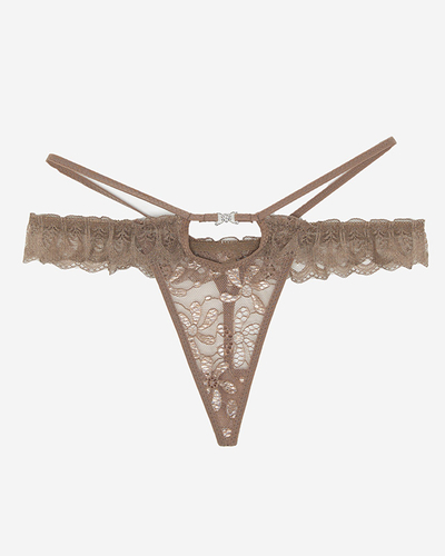 Жіночі коричневі мереживні стринги - Білизна