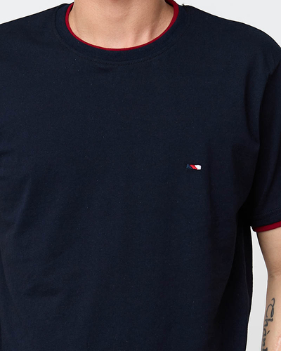 Pánské tmavě modré bavlněné tričko - Oblečení