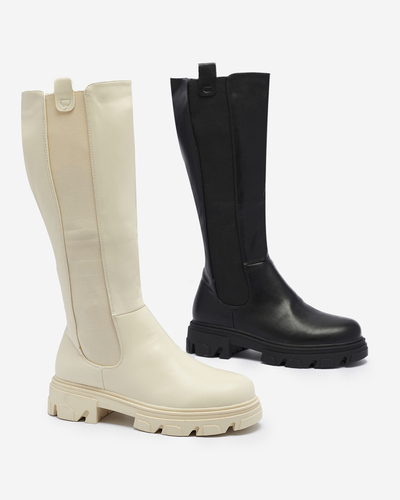 Кремові жіночі черевики до середини ікри Vebissa- Footwear