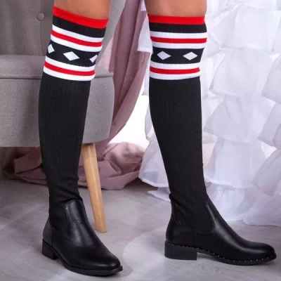 OUTLET Černé kozačky a'la plochá ponožka Salvia- Boty