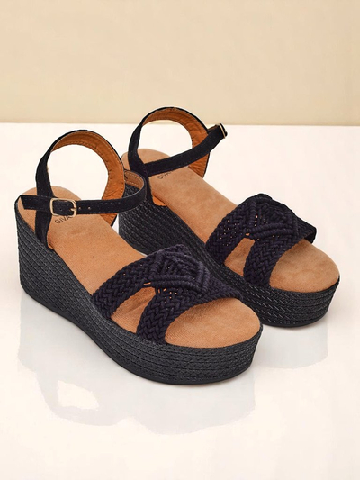 Royalfashion Dámské sandály na klínku pletené Sunny Day