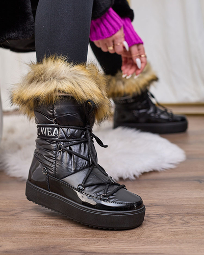 Royalfashion Чорні черевики-сліпони a'la снігоступи для жінок Gomllo