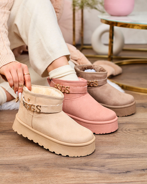 Royalfashion Світло-коричневі жіночі черевики а-ля снігоступи з орнаментом Parisela