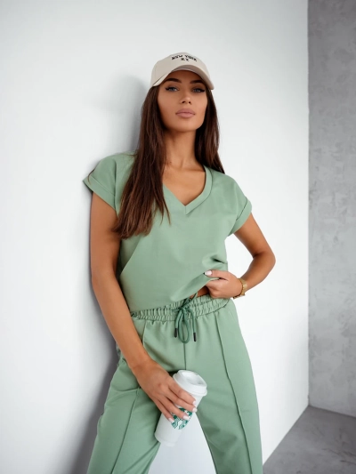 Royalfashion Dámská bavlněná volná souprava s krátkým rukávem