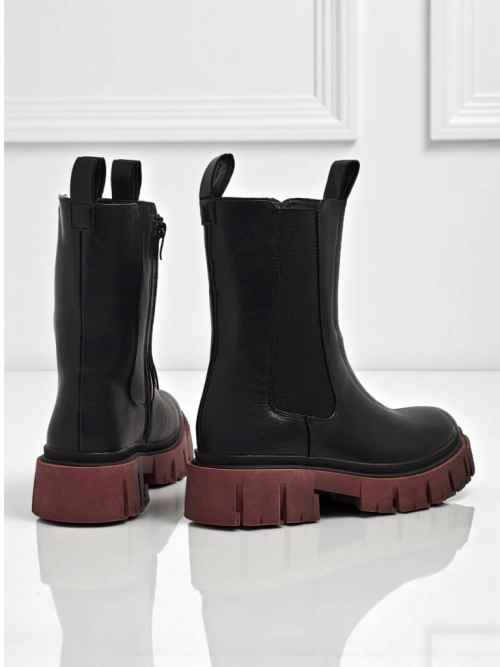 Високі жіночі ботильйони з екошкіри на кольоровій підошві Dorvella