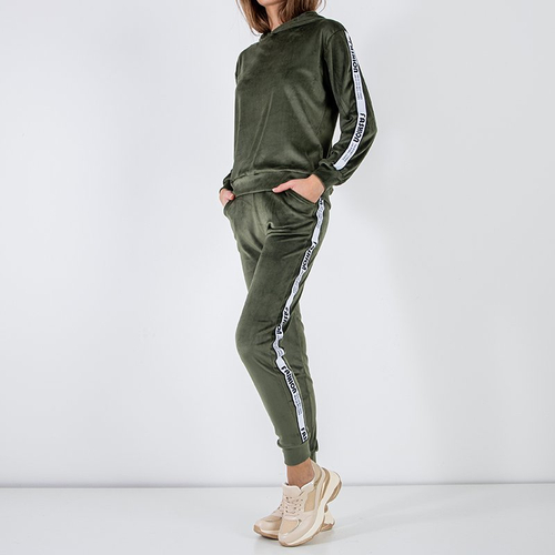 Темно-зелений жіночий спортивний костюм з лампасами - Одяг