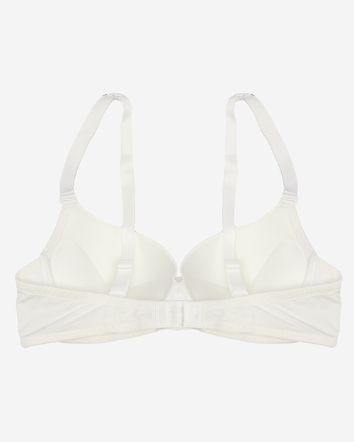 Гладкий бюстгальтер пуш-ап з декорованими бретелями кольору екрю - Нижня білизна