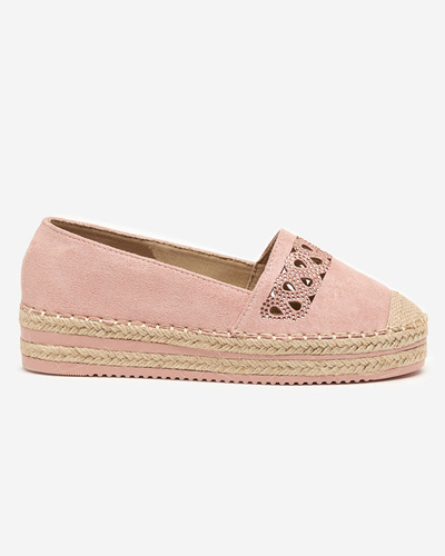 OUTLET Růžové dámské slip on espadrilky s kubickou zirkony Wexy - Boty
