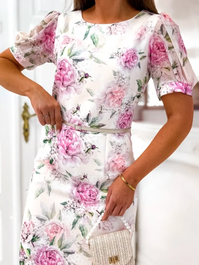Royalfashion Елегантна жіноча сукня міді з квітковим візерунком