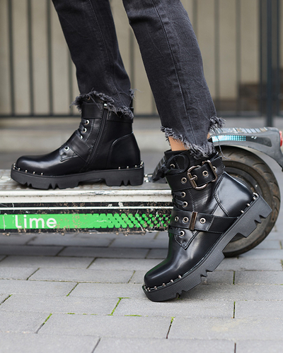 Чоботи жіночі чорні утеплені з орнаментом Erita - Взуття