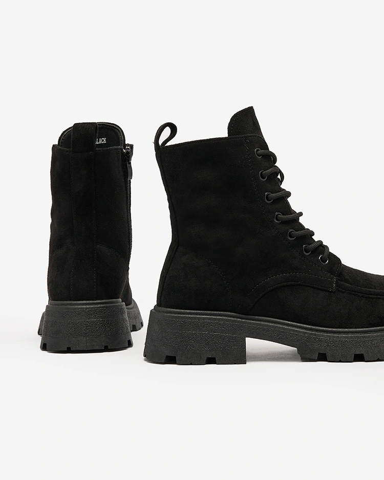 Royalfashion Černé dámské šněrovací kozačky Oroccar