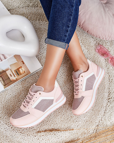 Růžové dámské sportovní tenisky se třpytkami Berilan - Obuv