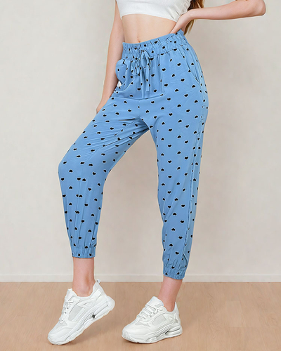 Royalfashion Dámské látkové kalhoty se srdíčky