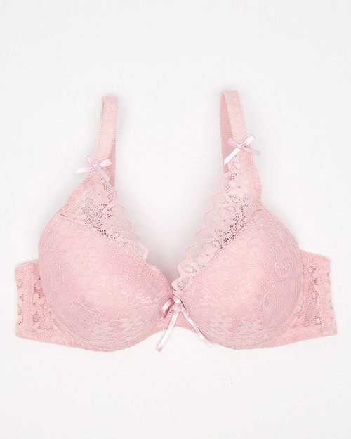 Жіночий рожевий бюстгальтер пуш-ап з мереживом - Нижня білизна