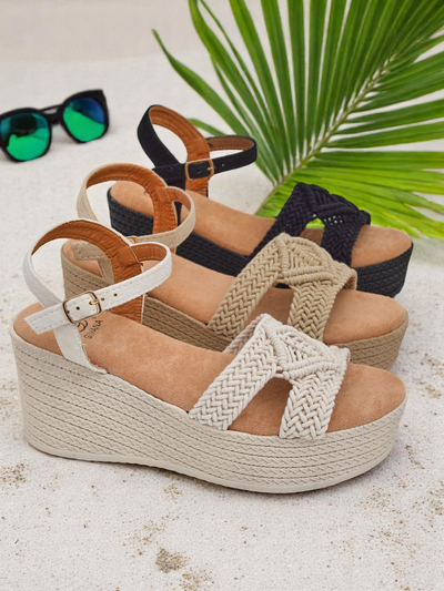 Royalfashion Dámské sandály na klínku pletené Sunny Day