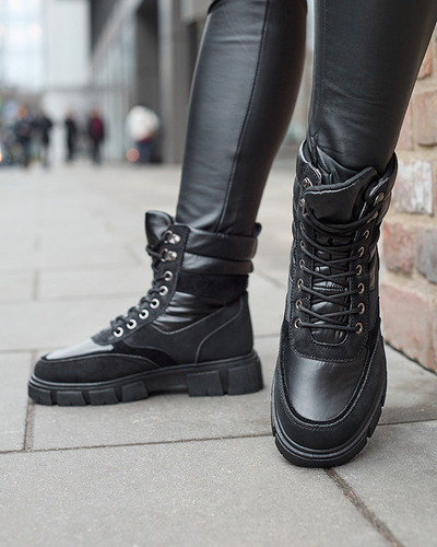 Чорні жіночі утеплені черевики-трапери Kasemi-Footwear