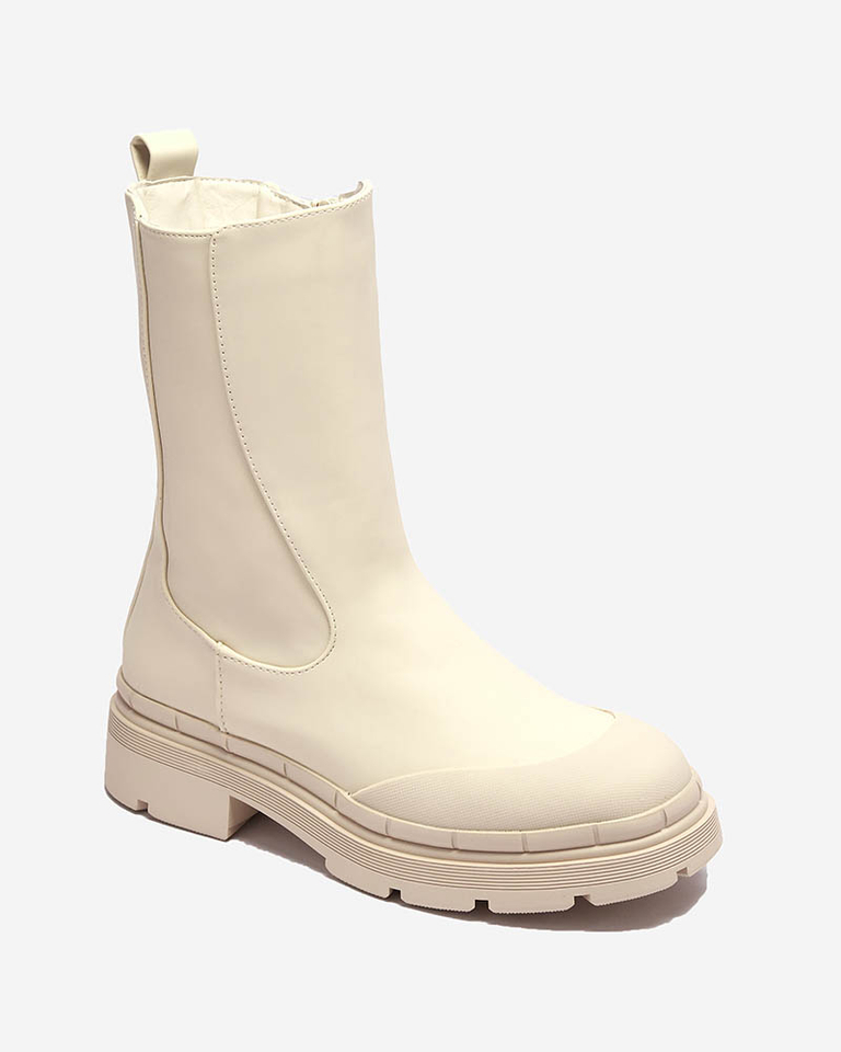 OUTLET Dámské zateplené krémové vysoké kozačky Jori - Obuv