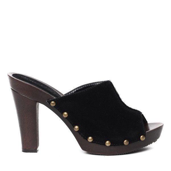 Czarne klapki drewniaki Ardauli - Obuwie