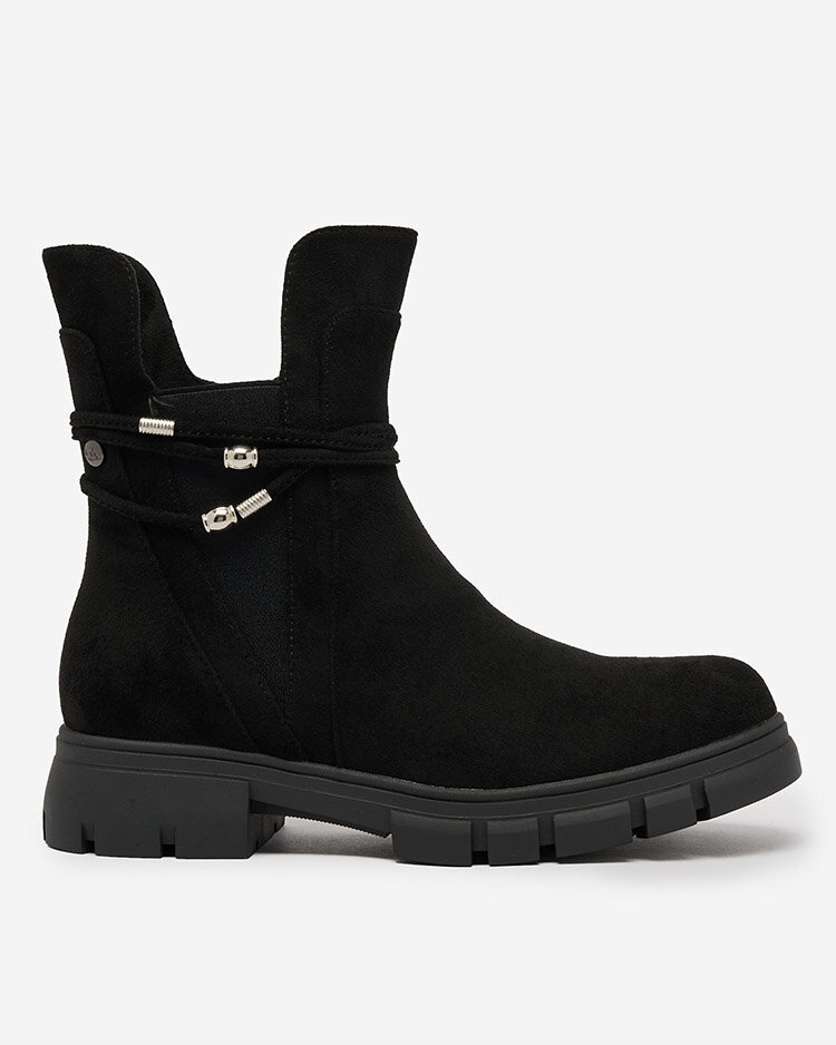 Royalfashion Černé dámské kozačky s ozdobným páskem Dafflo