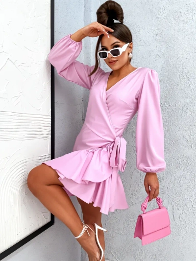 Royalfashion Dámské vázané mini šaty s volánky