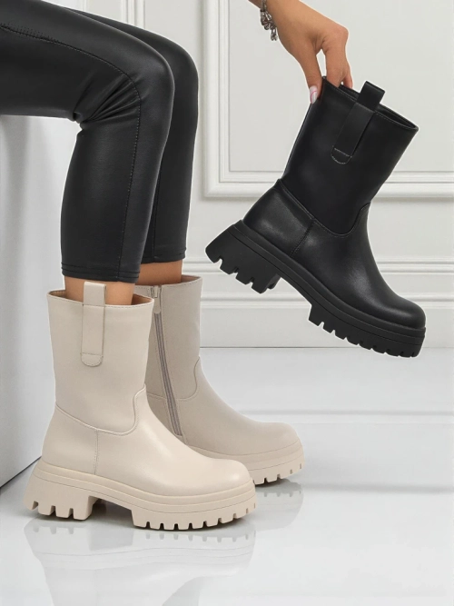 Вищі ботильйони жіночі еко шкіряні Scarlet Mist