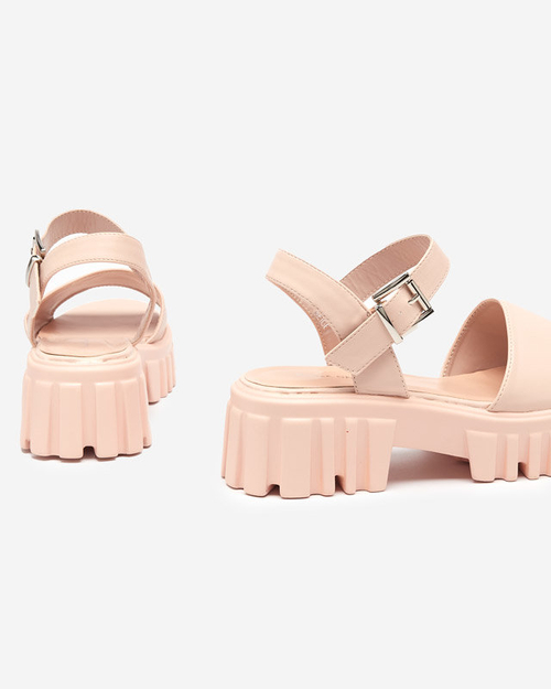 Бежеві жіночі босоніжки на масивній підошві Nerile