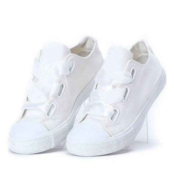 OUTLET Bílé tenisky svázané stuhou Larissa - Obuv