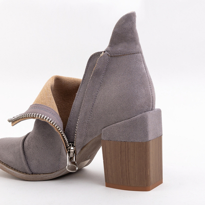 Dámské Kotníkové Boty Luna Holubí Šedé Kožené Elegantní na Podzim