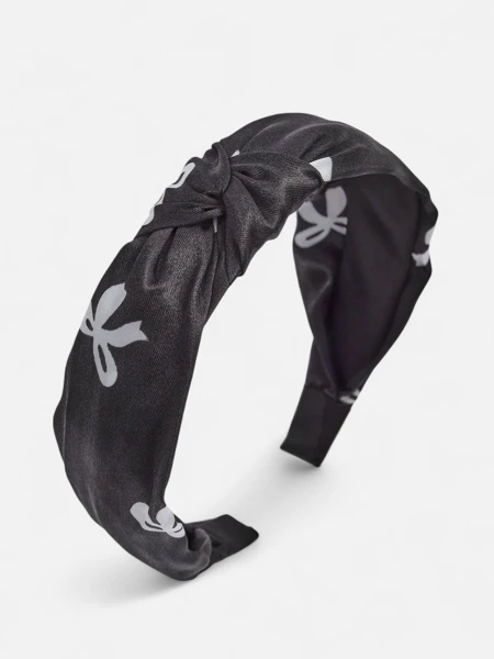 Royalfashion Saténová čelenka do vlasů s pletením a potiskem