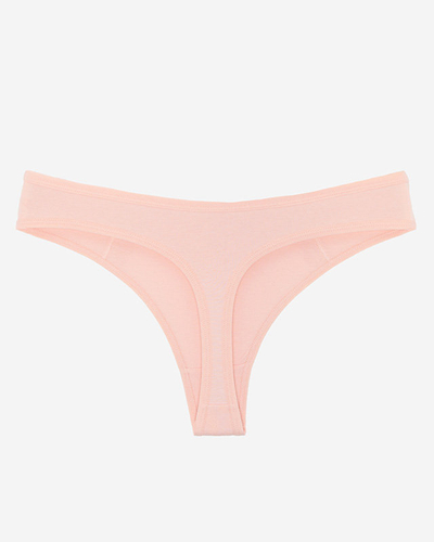 Dámské pudrové bavlněné tanga kalhotky s krajkou - Spodní prádlo
