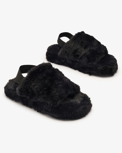 Royalfashion Černé dámské pantofle s kožešinou Nabres