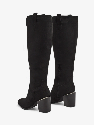 Dámské kozačky eko semišové na sloupku Ferrevi