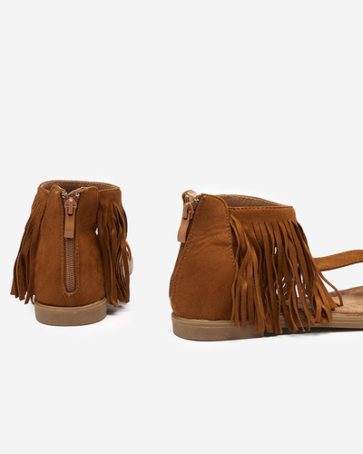OUTLET Dámské sandály s třásněmi velbloudí Clov- Shoes