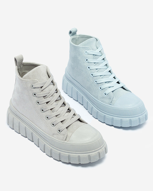 Світло-сірі жіночі спортивні черевики на шнурівці а-ля кросівки Netara - Взуття