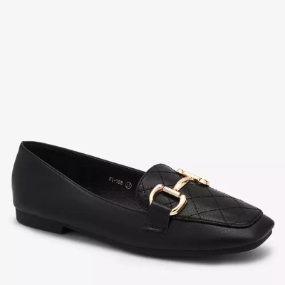 OUTLET Royalfashion Černé dámské prošívané mokasíny se zlatým zdobením Wetifa