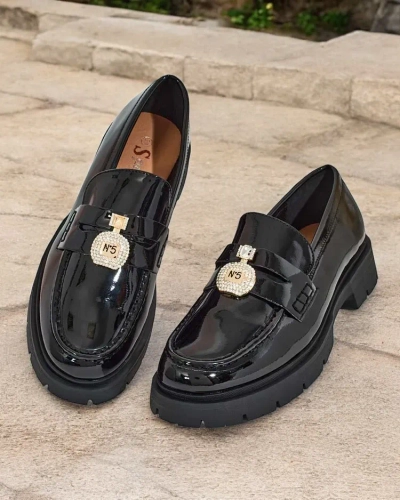 Royalfashion Dámské lakované mokasíny Bemies