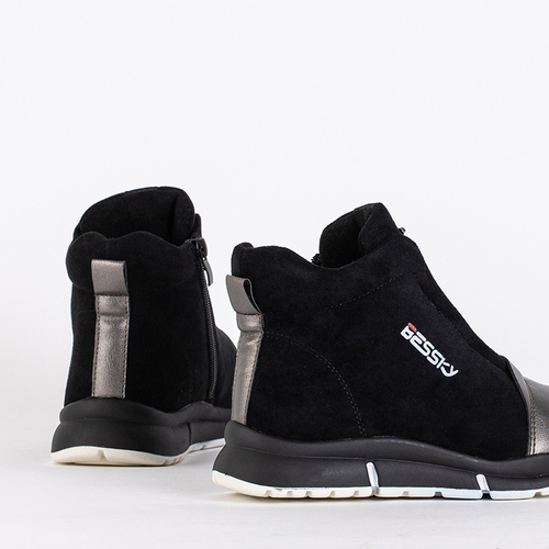 Чорні дитячі черевики з графітовими вставками Speronti