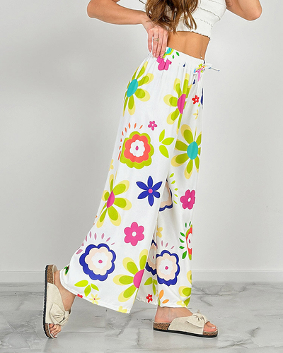 Royalfashion Dámské široké kalhoty z květinové látky